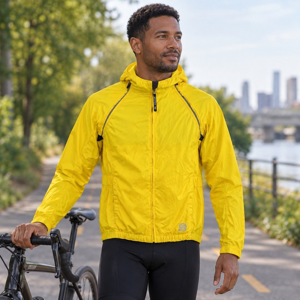 Novara Mens Conversion Cycling Jacket Vest Yellow Reflective Size M